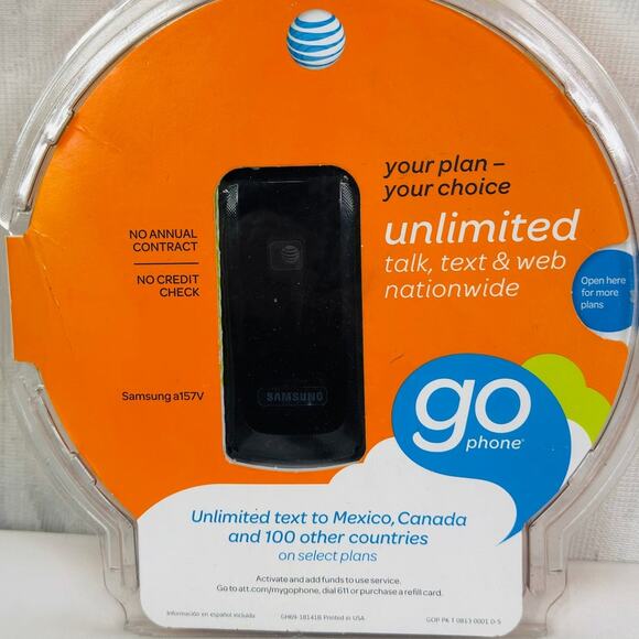 AT&T Go Phone Prepaid Samsung A157V Flip Cell Phone New Factory Sealed - Picture 2 of 4
